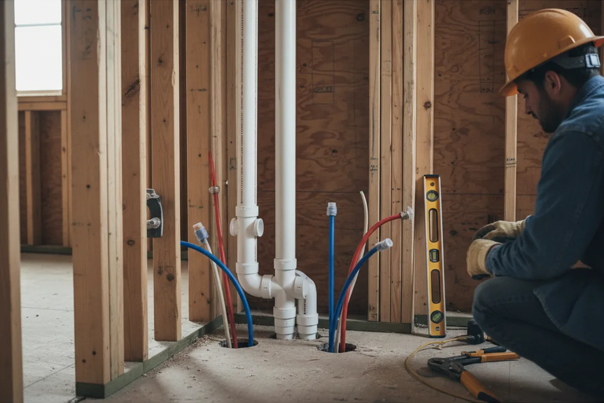 Drain and supply rough-in during Garbage Disposal Repair in Claremont